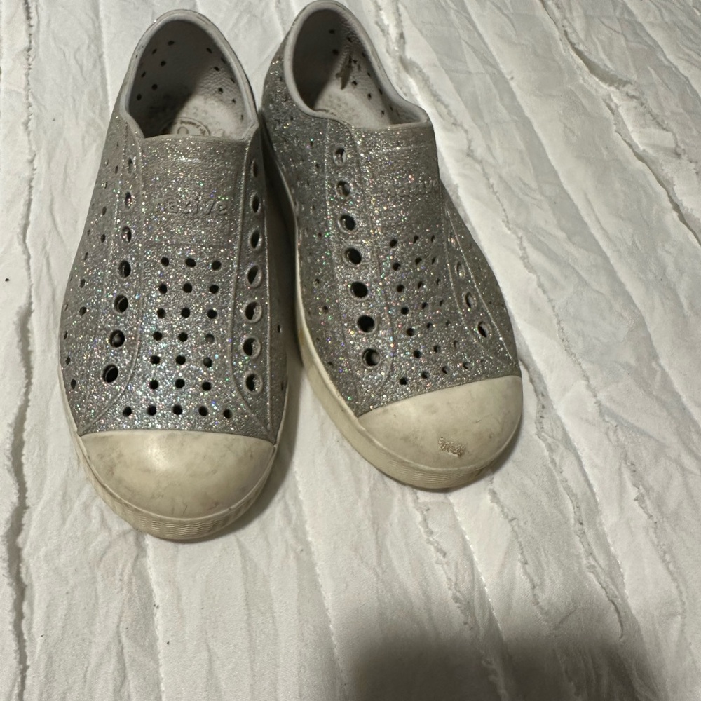 Silver Glitter Slip-On Shoes